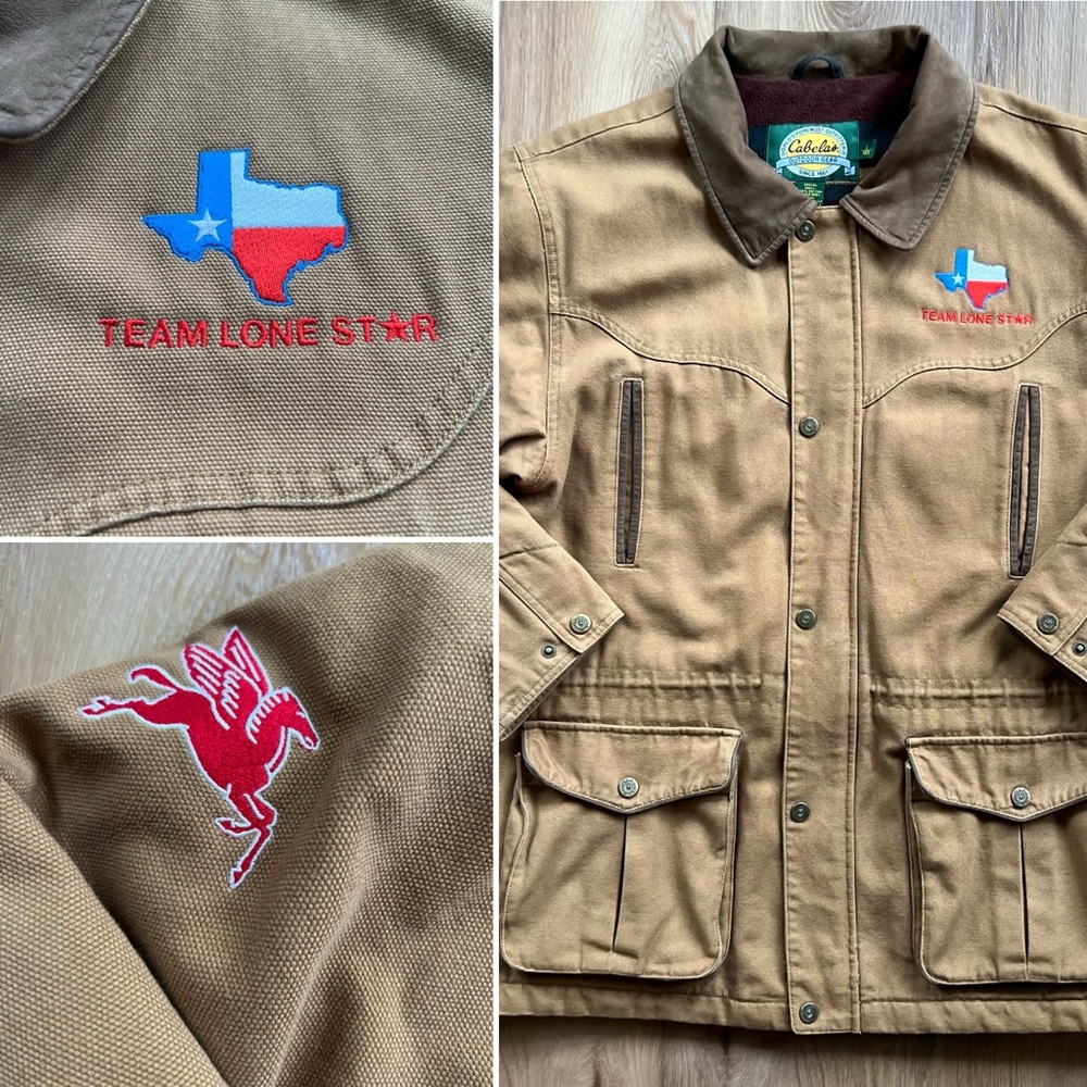 Texas Lone Star Pegasus Cabela’s Heavyweight Canvas Jacket Custom Embroidery L